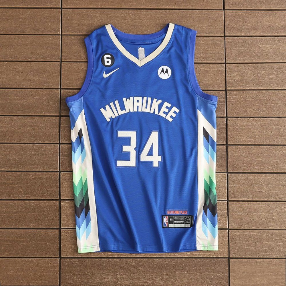 NBA Milwaukee Bucks #34 Blue Jersey - Giannis Antetokounmpo